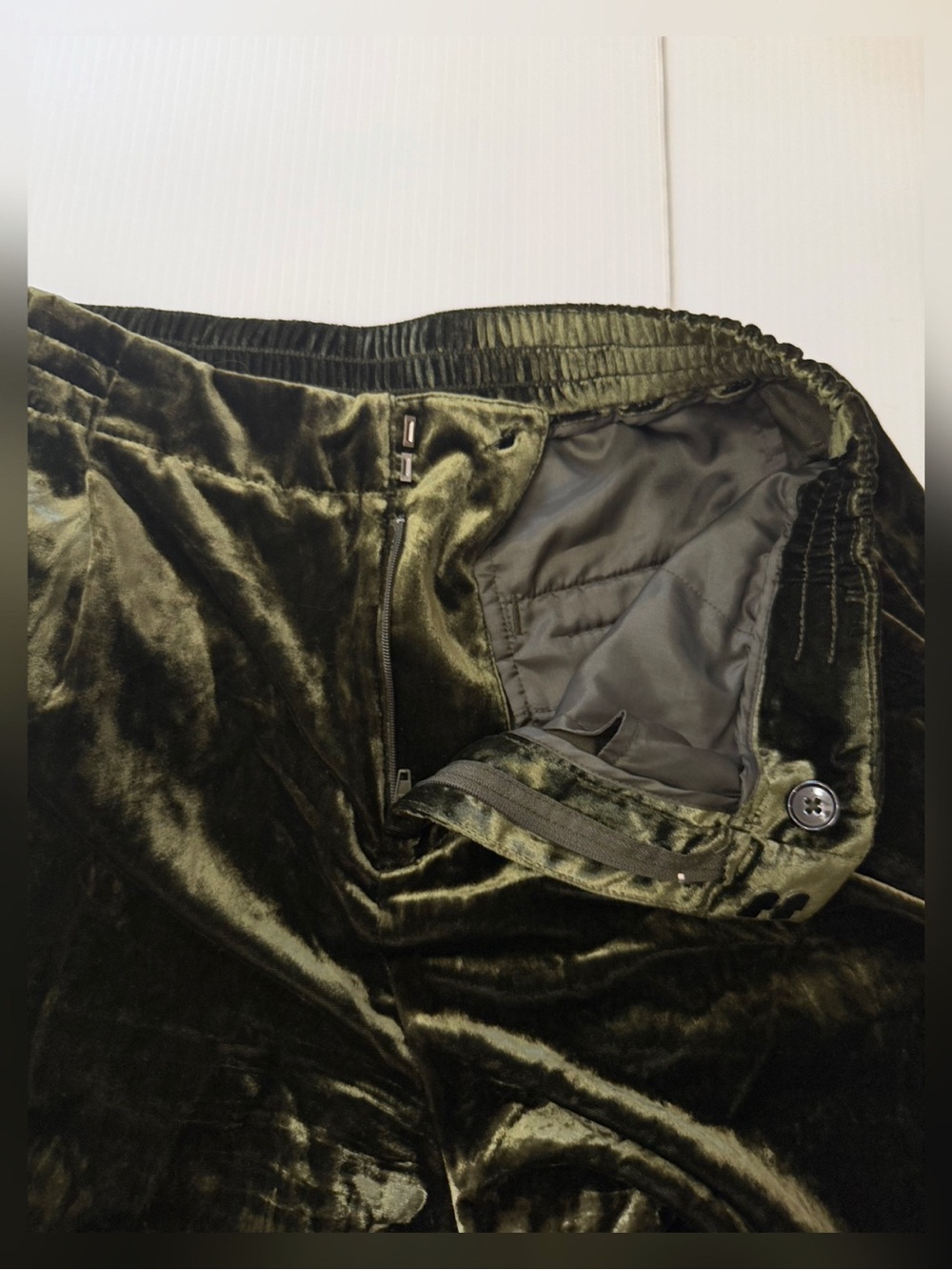 Anthropologie Wide Leg Velvet Velour Pants - Green - Small - Picture 8 of 15